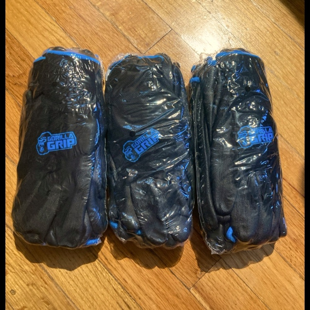 Gorilla Grip Slip Resistant All Purpose Gloves  (Large),Black 3 packs each has 4
